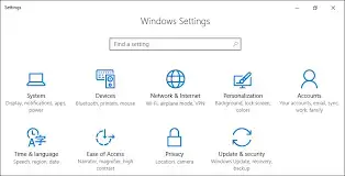 System Setting in Windows 10